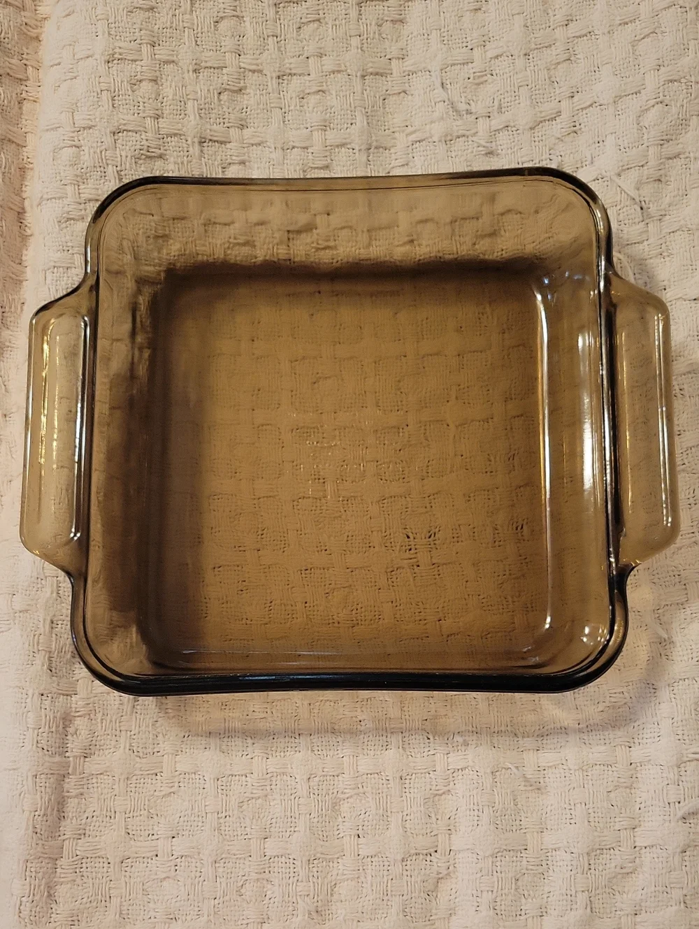Vintage Anchor Hocking Smoky Amber Square Glass Baking Dish with Handles